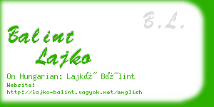 balint lajko business card